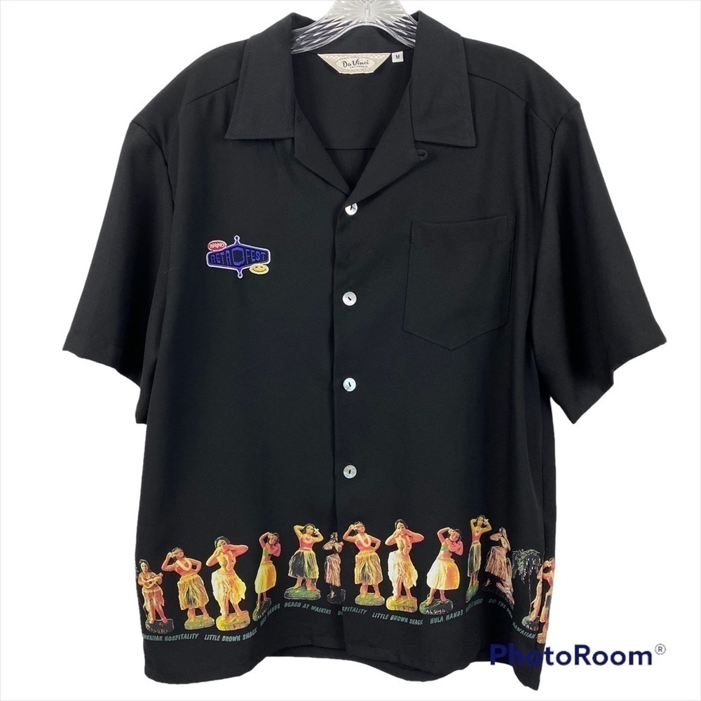 Vintage Da Vinci Rhino Retro Fest Hula Girls Rockabilly shirt size Medium